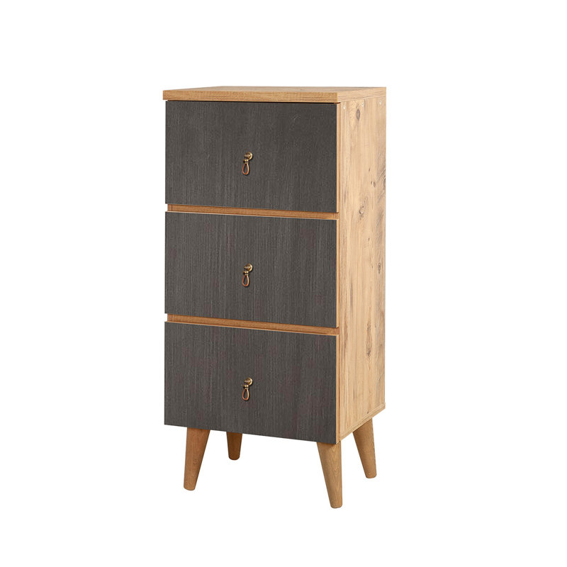 Commode 3 tiroirs 16,54 po Brambach, Naturel / gris