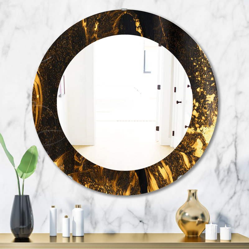 Marbled Glam Accent Wall Mirror, 31.5" H x 31.5" W, Abstract