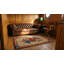 Tapis ivoire en laine crocheté antique
