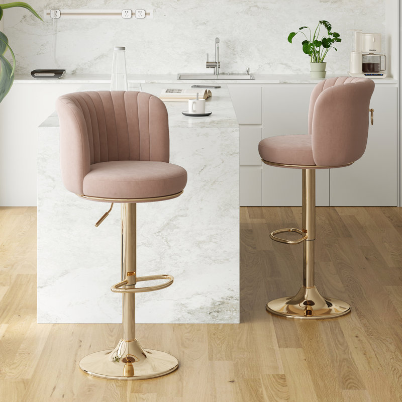 Upholstered Adjustable Height Counter Stool, Khaki