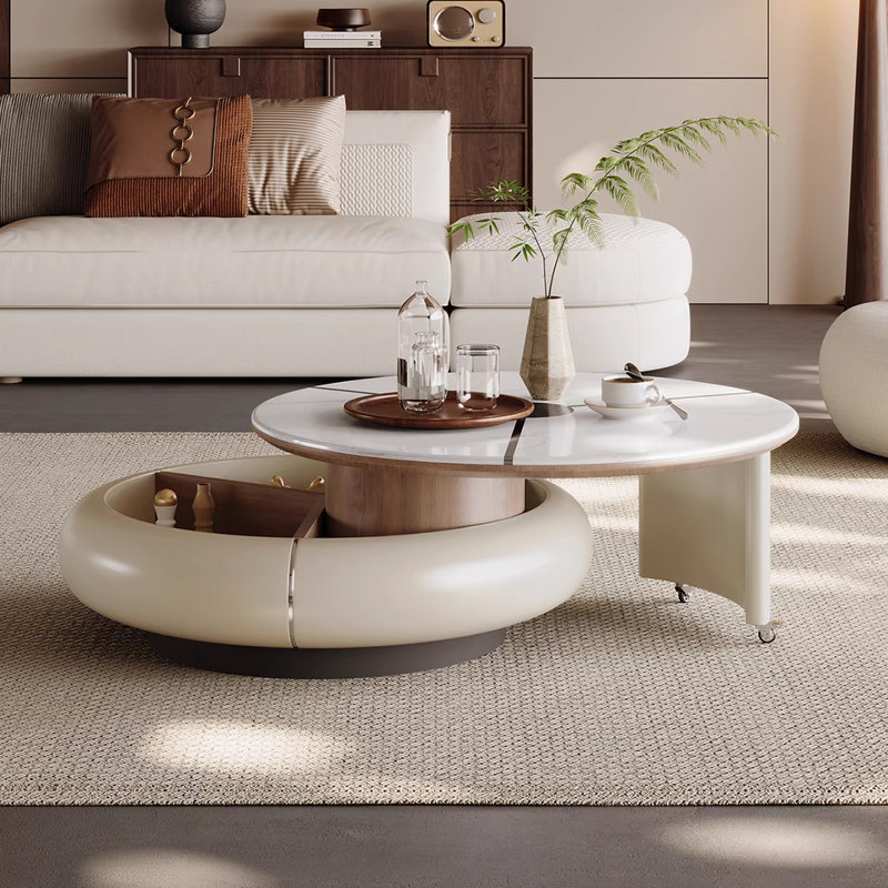 Table de bout rotative minimaliste créative de style crème