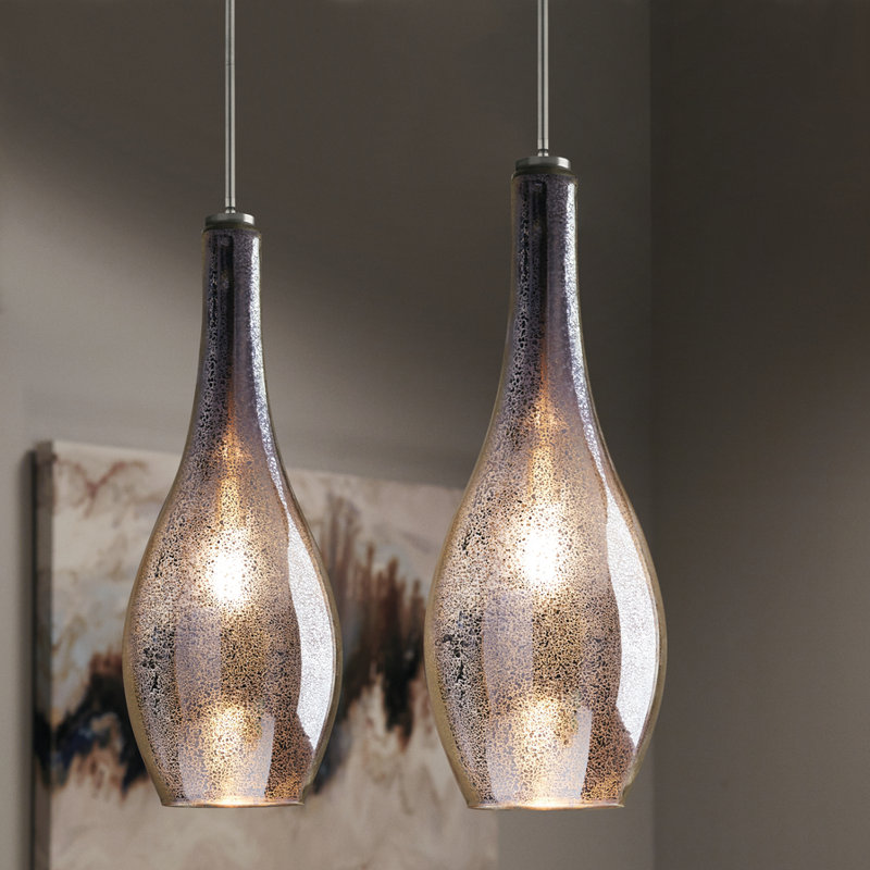 Luminaire suspendu en forme de cloche à 1 lumière Moten, H 29,75 po x l 10,75 po x p 10,75 po, Transparent, Chrome