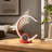 Table Lamp, 13.25", Modern C-Shape with USB/Wireless Charger & Touch Dimmer, Bright Red