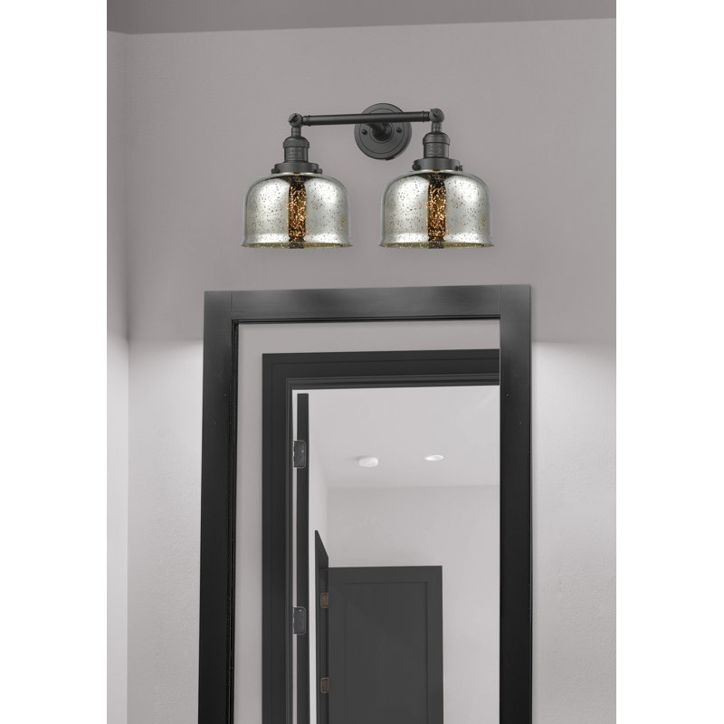 Bell - 2 Light 19" Bath Vanity Light, Oil Rubbed Bronze, Silver Mercury, 60 Watt Vintage Incandescent Bulb