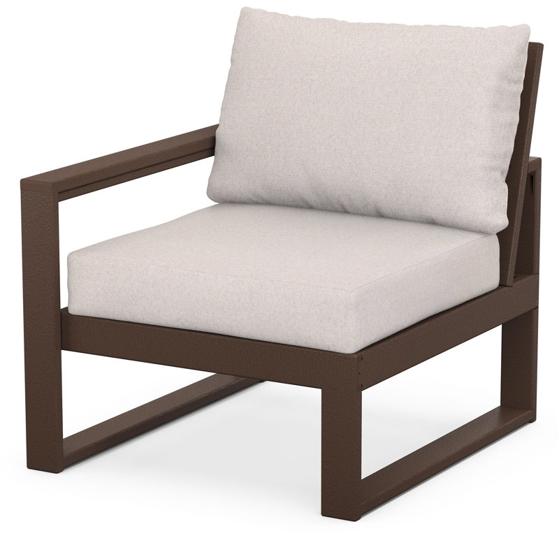 POLYWOOD Outdoor Lounge Chair, Mahogany, Dune Burlap
