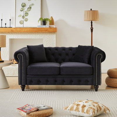 Canapé Chesterfield, capitonné à boutons avec 2 coussins