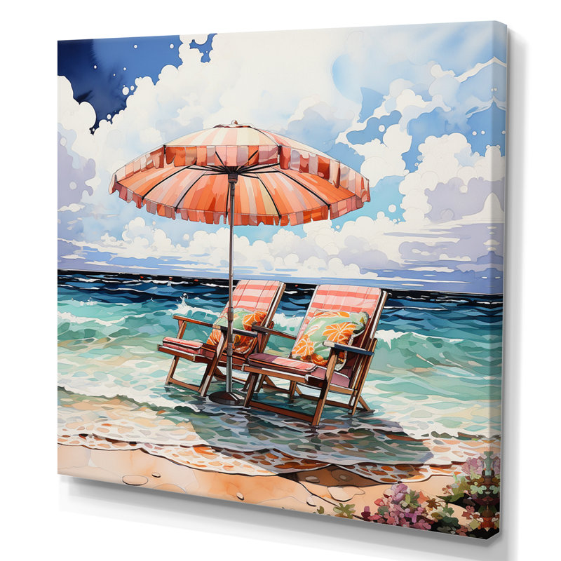 " Beach Chairs Dream III ", 36" H x 36" W x 1.5" D, Wrapped Canvas