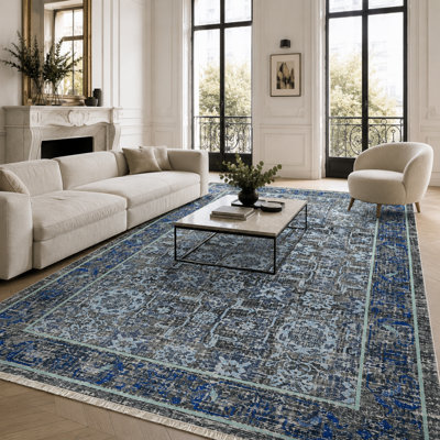 Vintage Look Cotton and Chenille Flatweave Area Rug