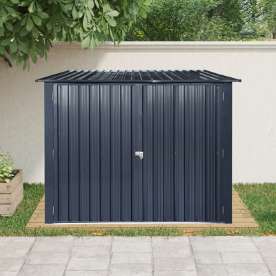 Remise de rangement extérieure en acier pour vélo avec toit incliné et 4 voies à vélo, noir