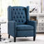 Confortable fauteuil inclinable bleu avec aile haute et rembourrée de 27,83 po de largeur, aile inclinable manuelle en tissu de couleur stable, support de dossier à boucle profonde, 3 positions réglables, teinture, bois massif +