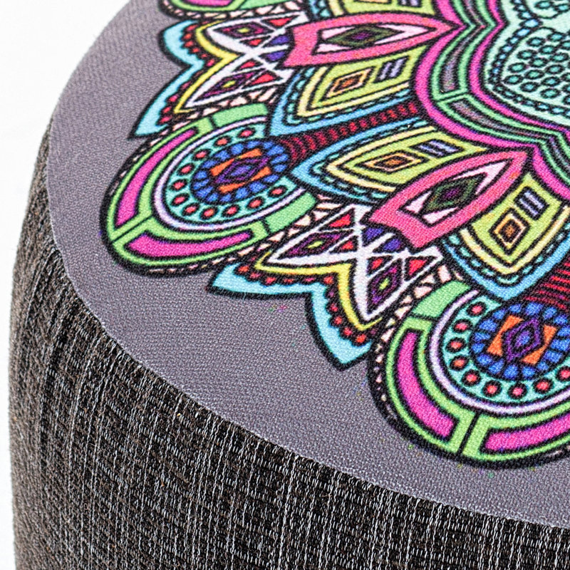 Repose-pieds rond en velours de 15,7 po de largeur Metsahovi
