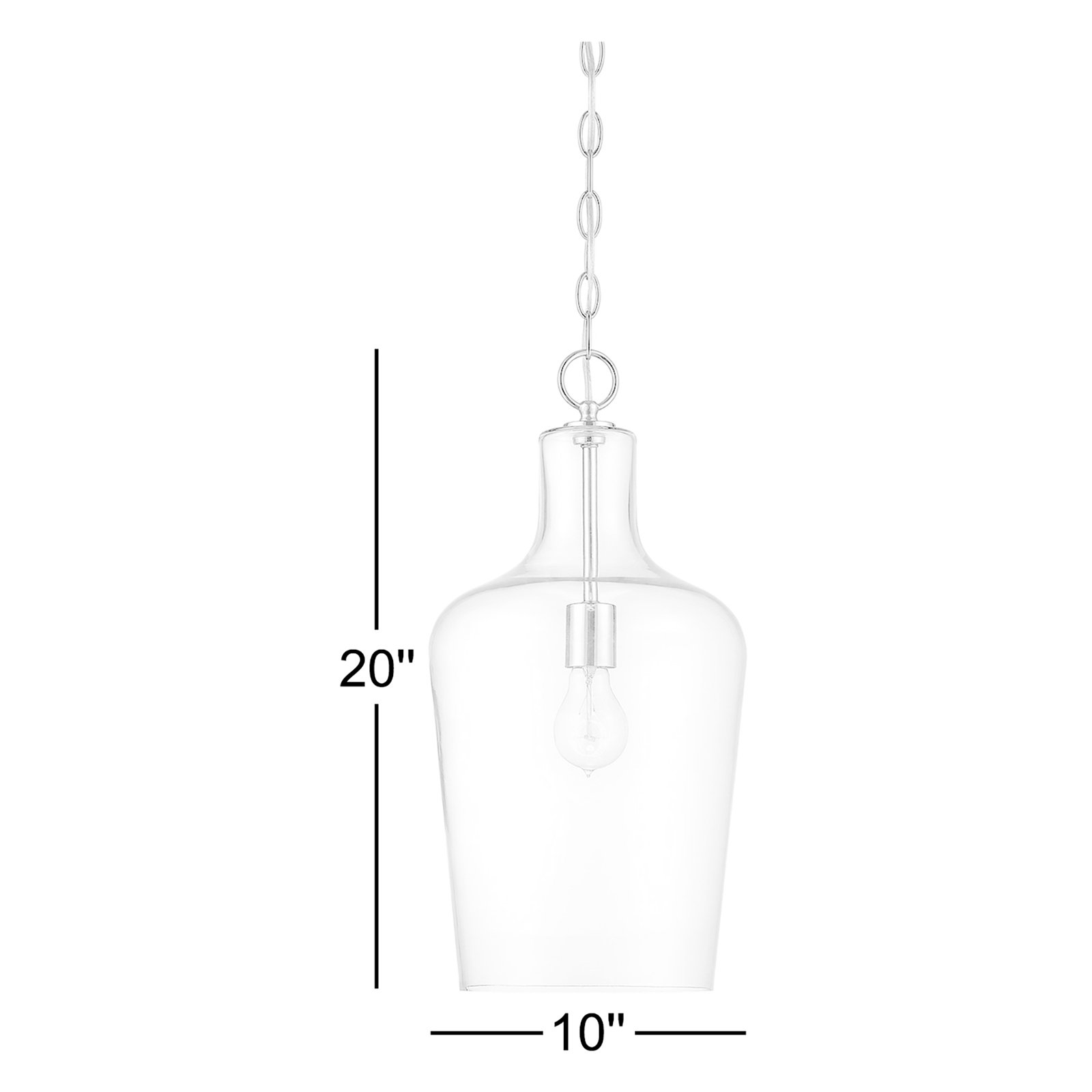 Dori 1-Light Single Bell Pendant, Clear, Polished Nickel