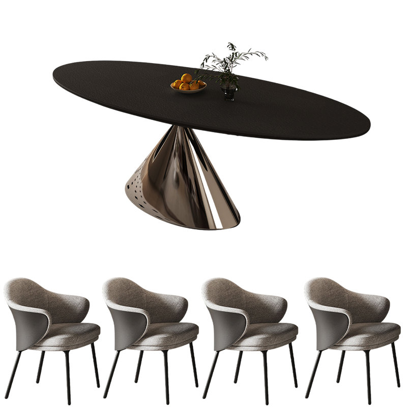 Italian style home oval dining table sets, 29.53"H x 86.61"L x 43.31"W
