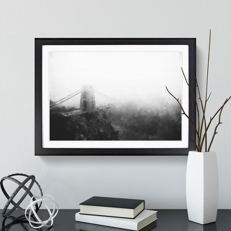 The Clifton Suspension Bridge - Picture Frame Graphic Art, 27cm H x 36cm W x 2cm D, Black Framed
