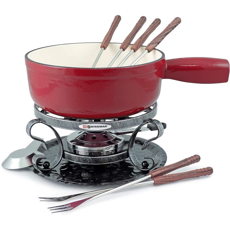 Lugano 9-Piece Fondue Set - Cherry Red, Red