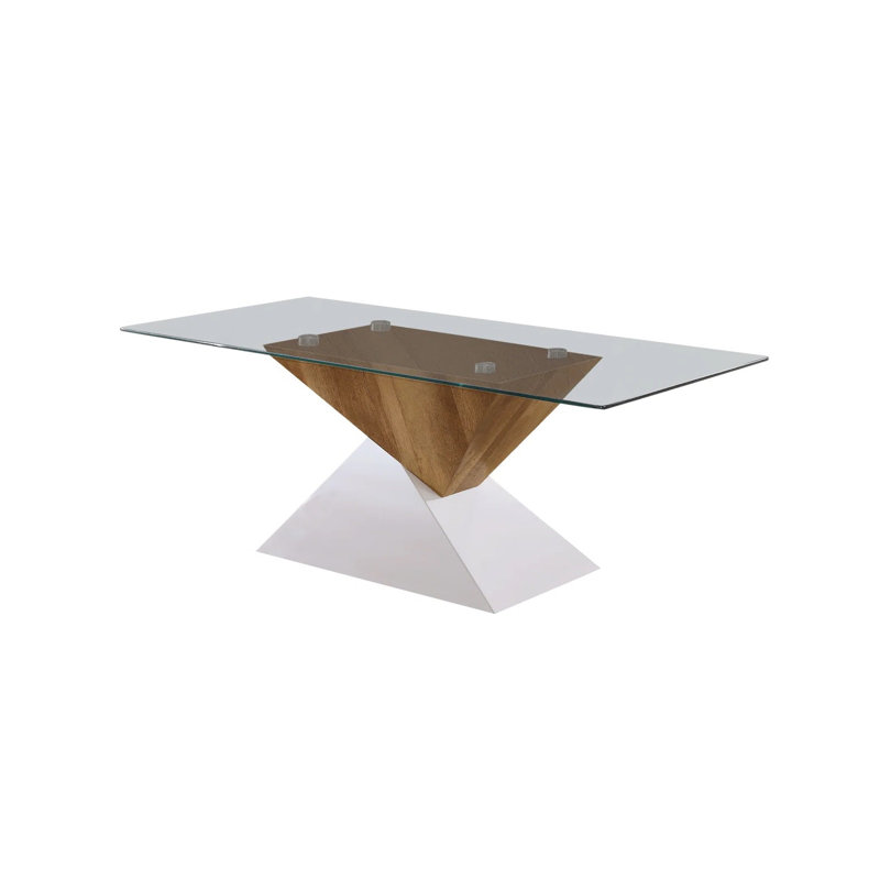 Table basse contemporaine de 46,6 po, ton blanc / naturel