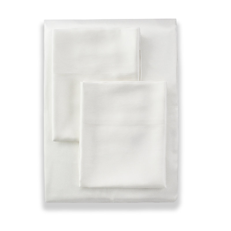 Charmeuse Silk Sheet Set, King Sheet Set with 2 Pillowcases, White