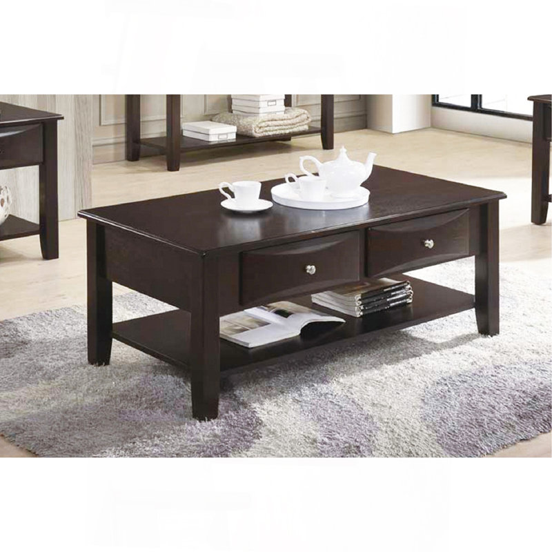 Table basse à deux tiroirs en brun