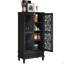 Armoire de rangement de 55 po de hauteur avec tiroir et 2 portes décoratives en bois sculpté avec pieds en bois massif-363872615
