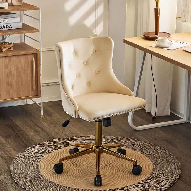 Matthias Task Chair Office Chairs Makeup chair, Gold, Beige
