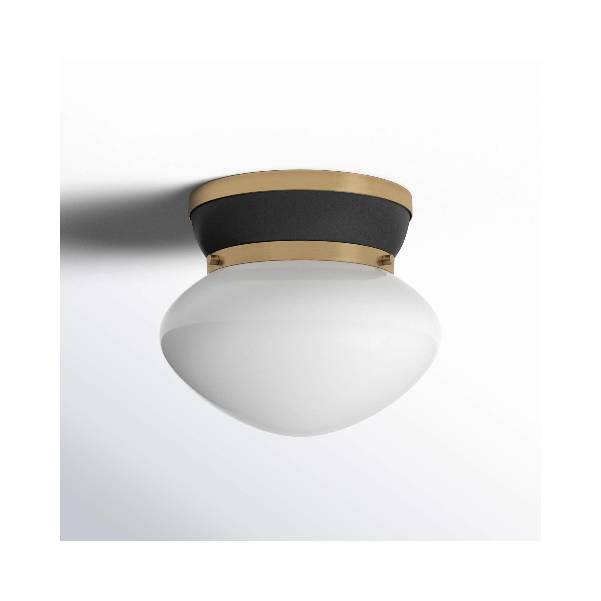 Misty Single Light Glass Flush Mount, Black