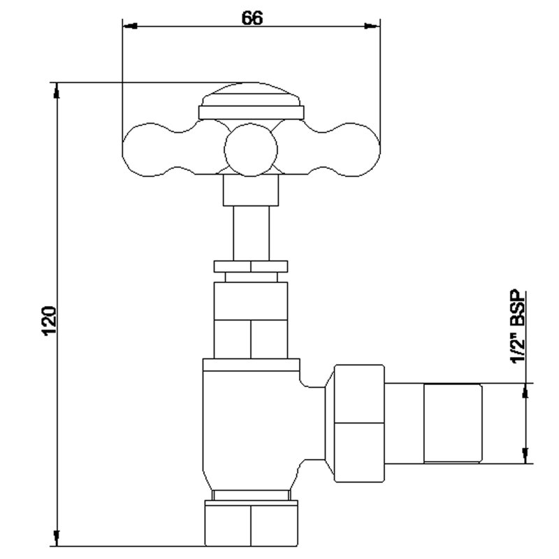 Solid Brass Angled Crosshead Radiator Valve