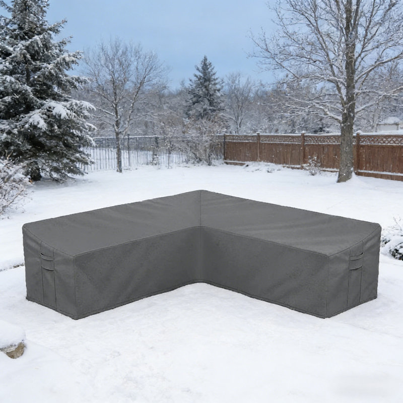 Outdoor Section Sofa Cover Waterproof V-Shaped Patio Furniture Set For Deck, Lawn And Backyard, 100 in. x 100 in. Grey