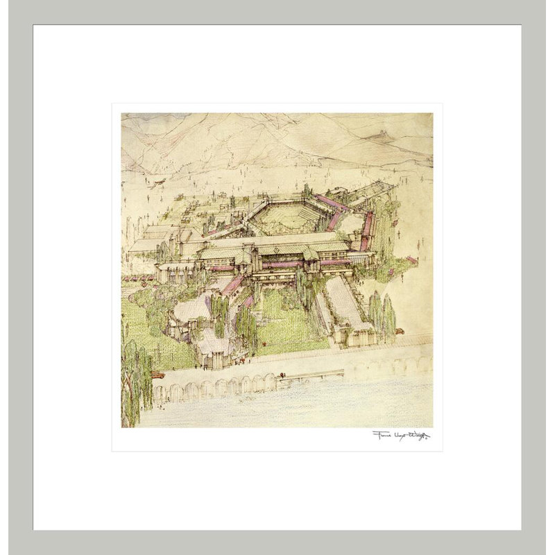 Arizona Biltmore Hotel. «Phoenix Arizona 1928» par Frank Lloyd Wright, impression giclée encadrée, 14.18" H x 13.75" W