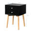 Table d'appoint noire avec 2 tiroirs et pieds en bois d'hévéa, armoires de salon de style Mid-Century moderne,