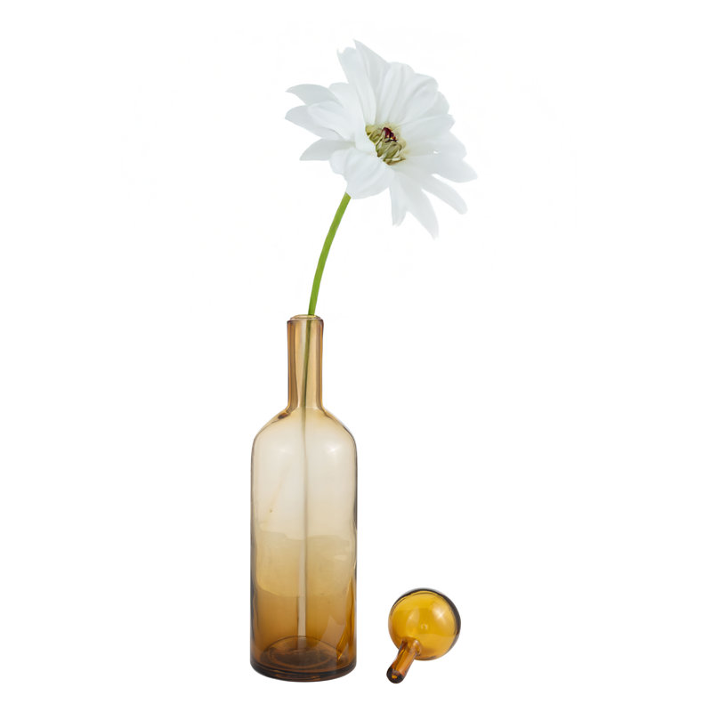 Vase en verre Leysin, Taupe, H 17 po x l 7 po x P 7 po