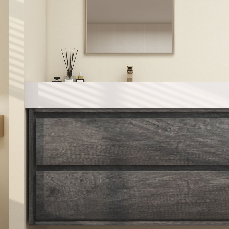 Victoria 84''Bathroom Vanity Base, Smoke/Oak