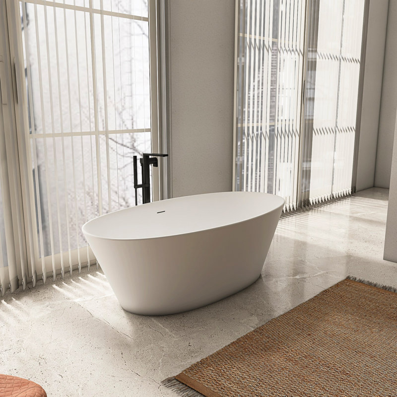 Baignoire de trempage autoportante à surface solide de 66,9 pouces pour salle de bain