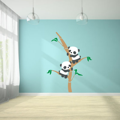 Removable Home Living Room Multicolored 20"" X 26"" Adorable Panda Bears On A Bamboo Tree Scene Wall Decoration Wild Forest Tree And Animals Design Kids -  Redwood Rover, E9453648E3664E26BB09CC966B60437A