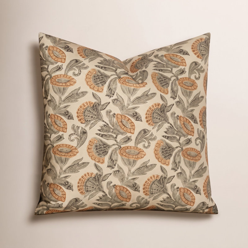Armes Buchan Henna 20" Feather Throw Pillow, Cream