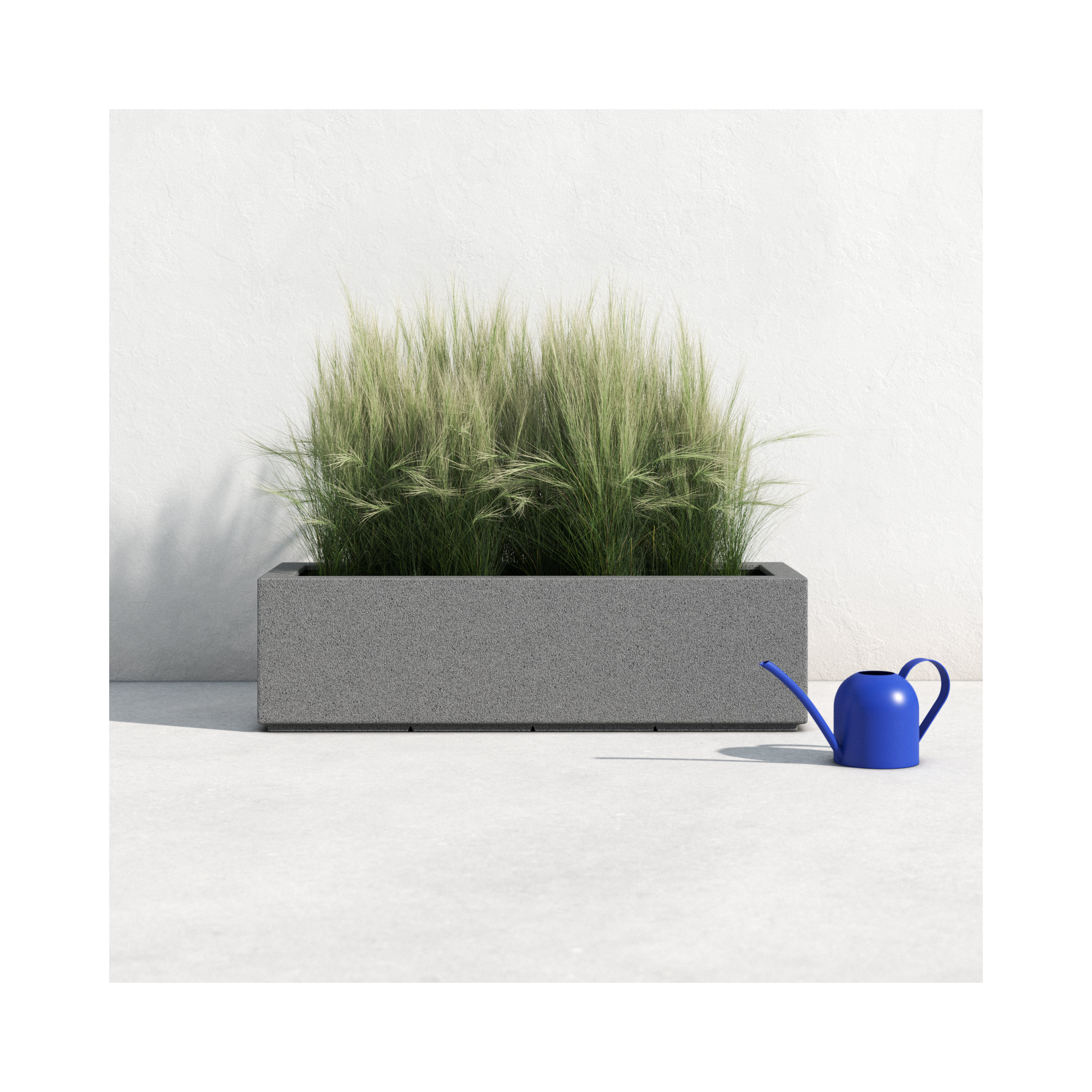 Gita Tall Lightweight Outdoor Trough Planter Box, Gray Granite, 12"H x 46"W x 17"D