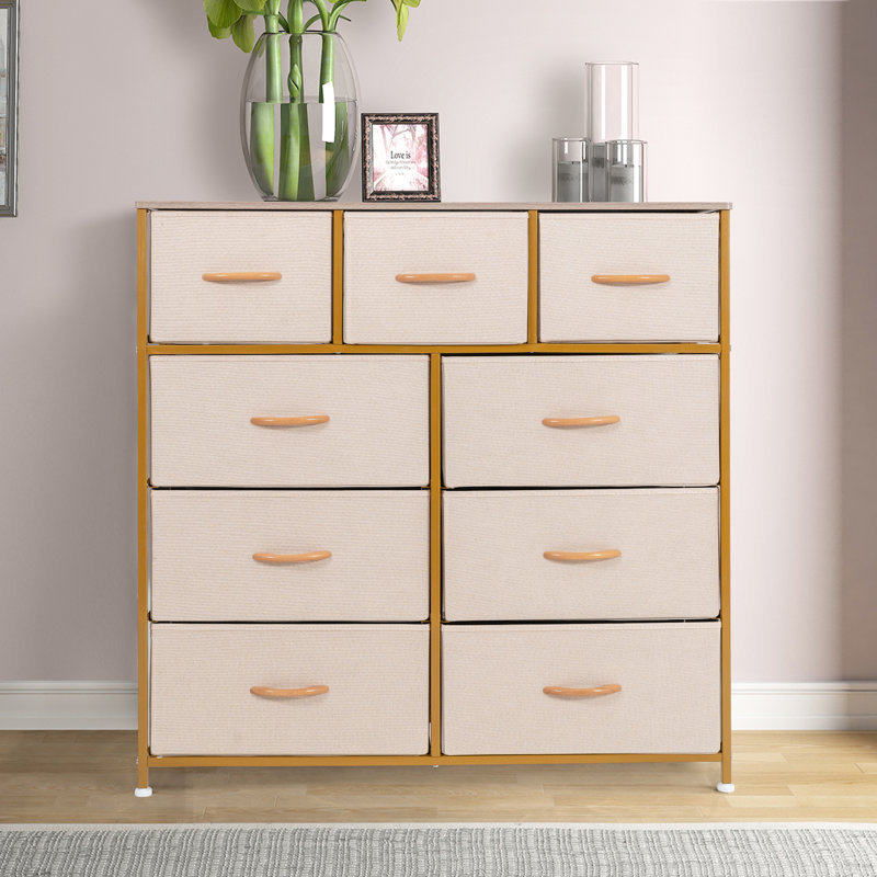 Commode 9 tiroirs Kelecia, Or