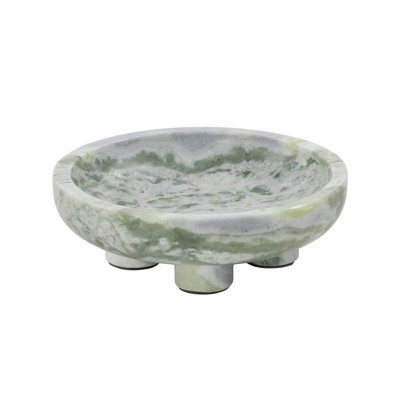 Cole and Grey Marble Gray Large Decorative Bowl with Brown Swirl Pattern and Two Legs