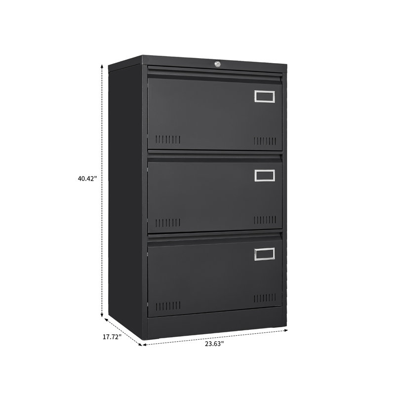 Maigon Modern and practical lockable filing cabinet with file hanging rod and business card holder suitable for office, study room, bedroom