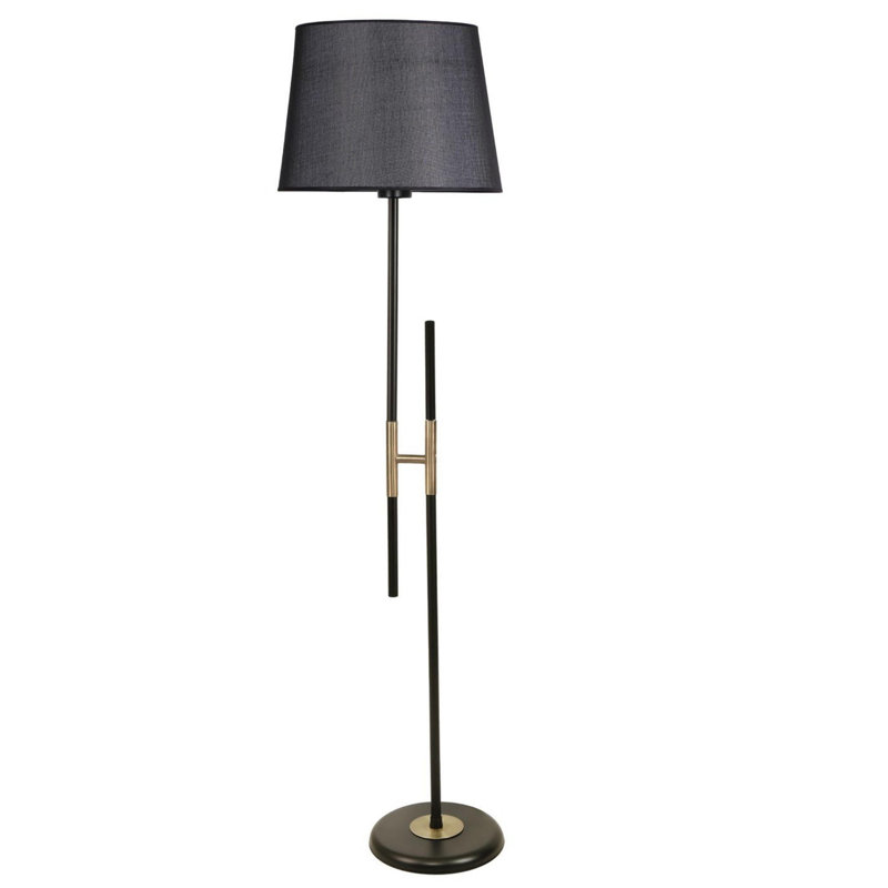 Luro Elegant Black Floor Lamp with Metal Body, 64.9 inches Tall | Chrome Coating & Fabric Cap | E27 Socket (Max 60W) | Electrostatic Oven Dried Paint | Modern Lighting Solution for Living Room & Bedroom Décor