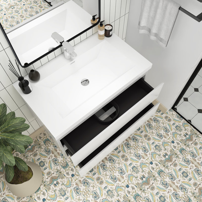 Ensemble de meuble-lavabo simple 36 po avec plateau Manaya, Blanc