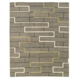 Construct Wool Geometric Area Rug in Green/Gray/White