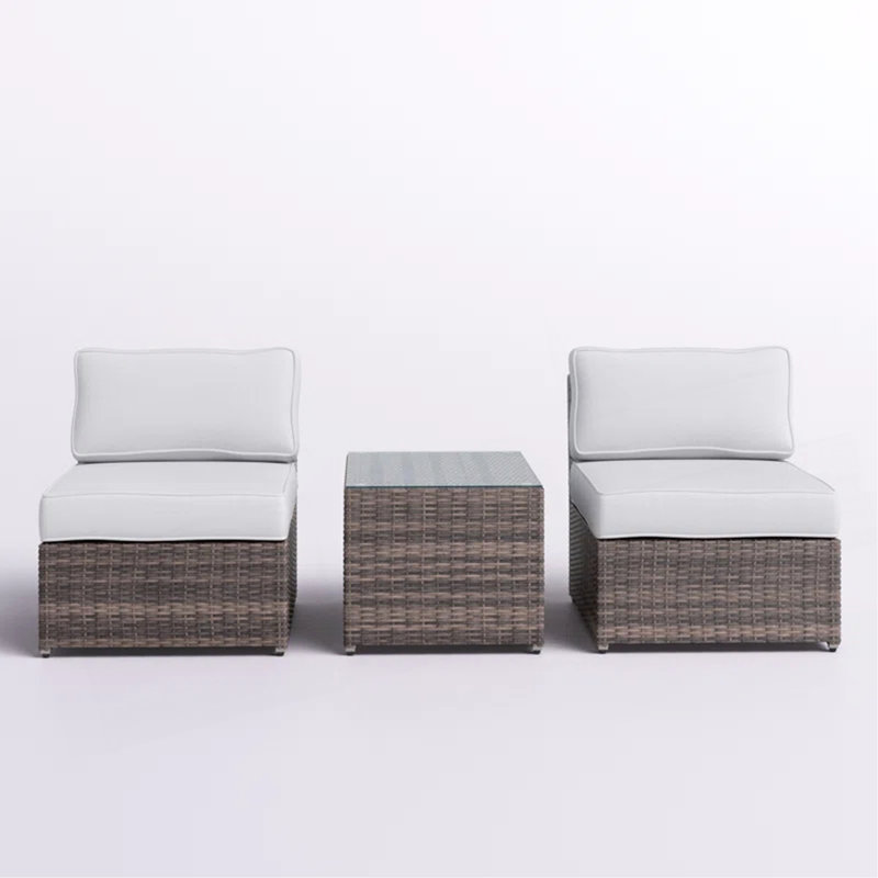 Fully Assembled Rattan Wicker 2-Person Seating Set With Cushions