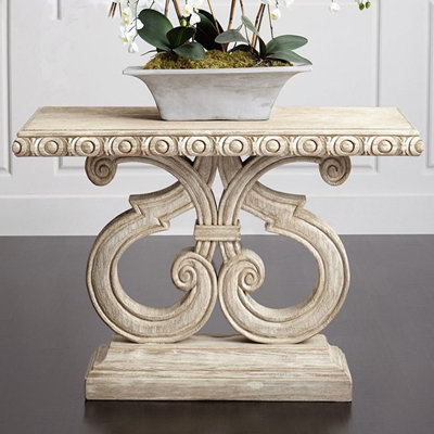 American-style solid wood carved console table