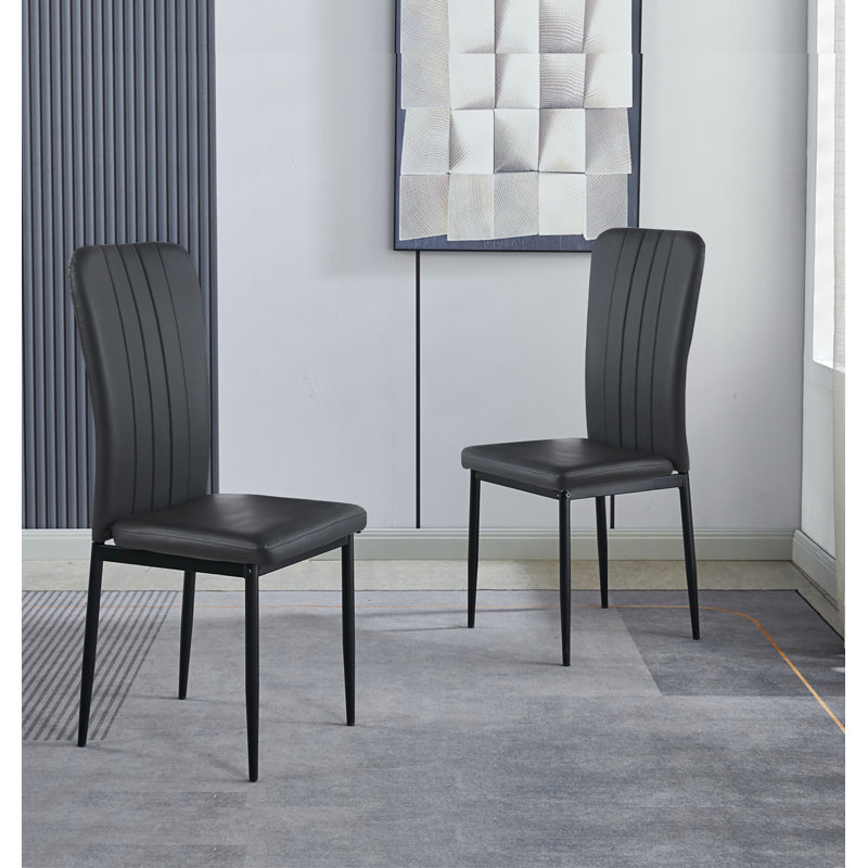Dululu 46cm H Upholstered Metal Upholstered Back Parsons Chair in Black, 4