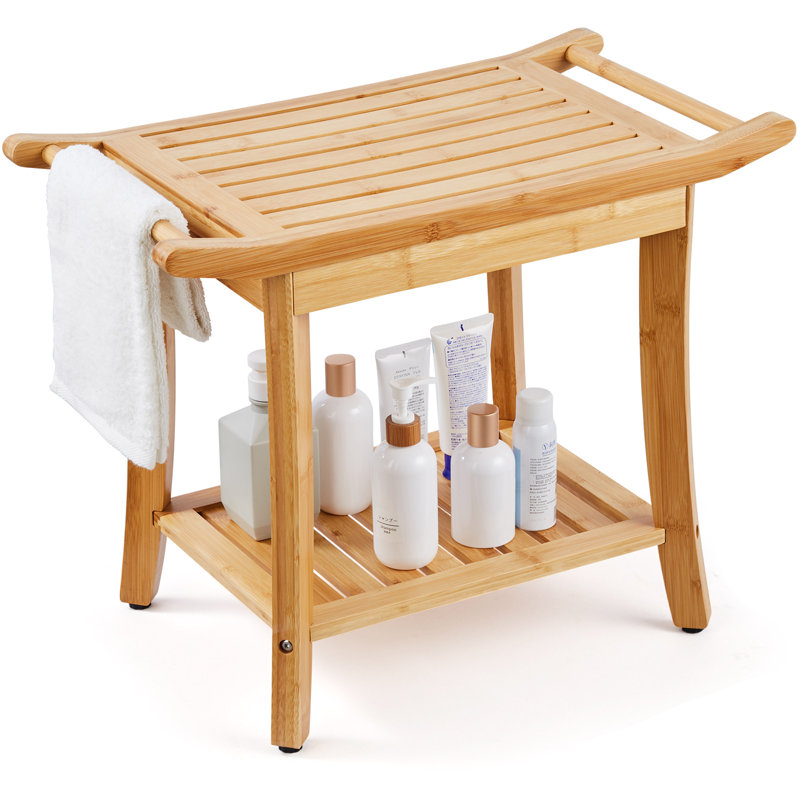 Chaise de salle de bain en bambou 24 x 13,8 x 18,9 po