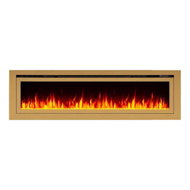 The Sideline Deluxe Gold Smart Electric Fireplace, 21.5" H x 72" W x 5.5" D
