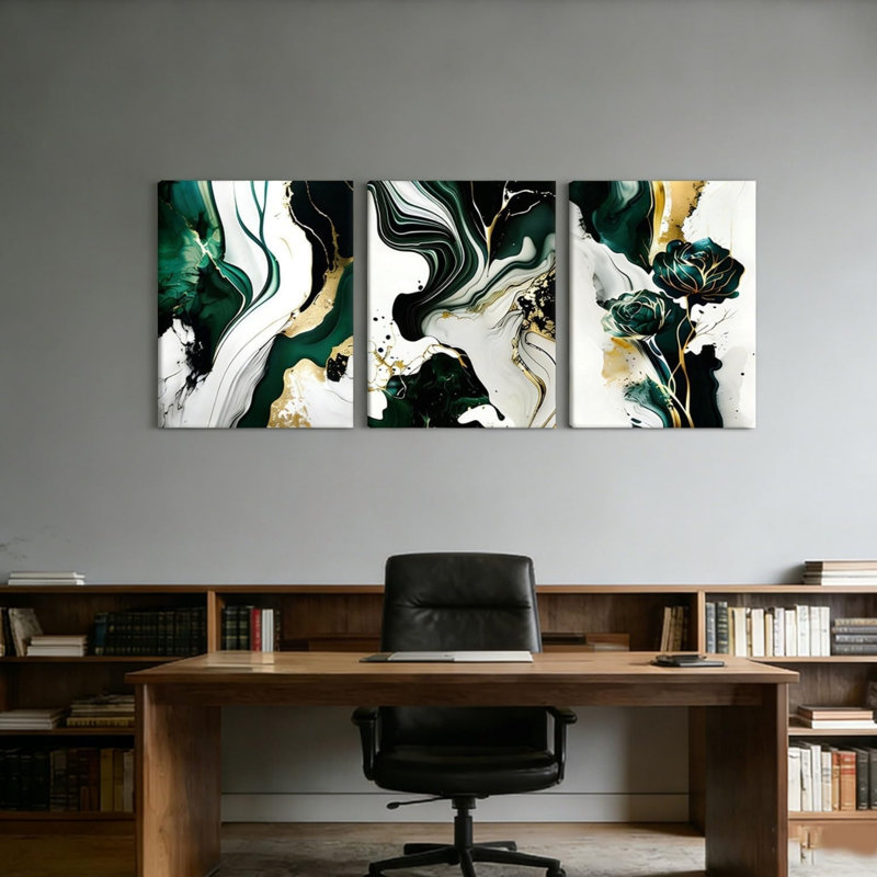 Ensemble de 3 reproductions d'art abstraites de 16 x 12 pouces pour salle à manger