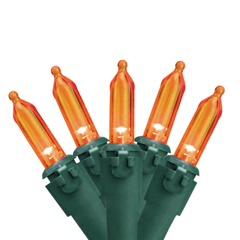 Mini lumières DEL de Noël espacées de 4 po, Orange/vert