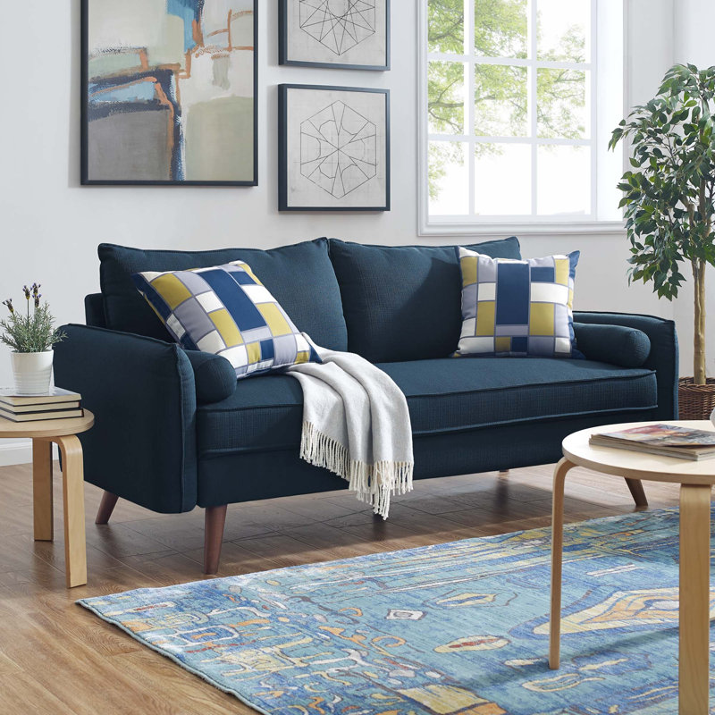 Canapé Carson Carrington Hedeby, Velours azur, H 33,5 po x l 72 po x P 32,5 po