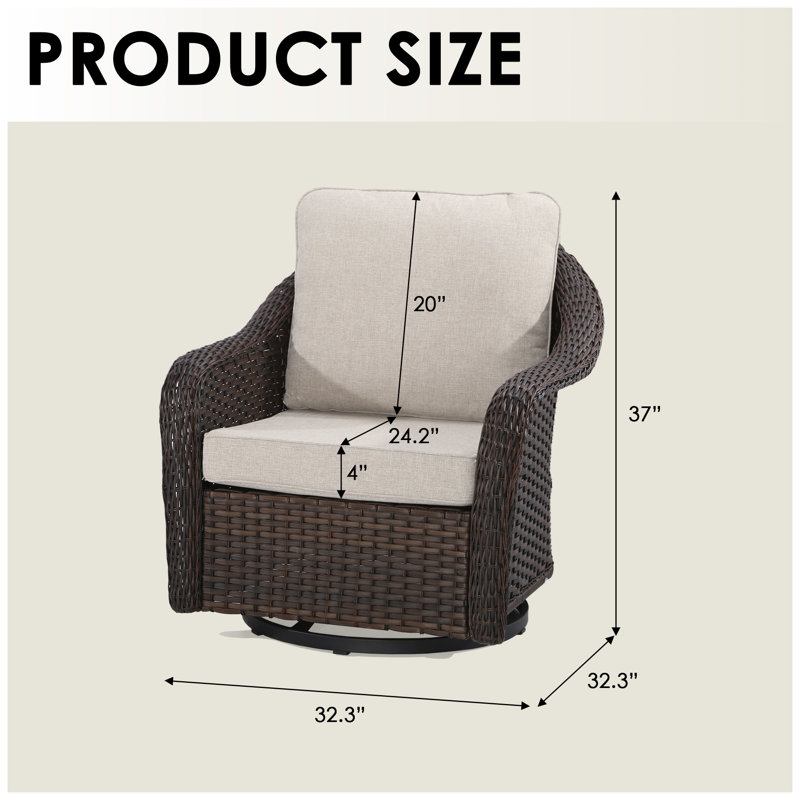 Ensemble de 2 chaises de patio pivotantes avec coussins, Beige